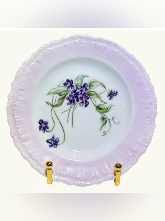Other - Violet Floral Bread Plate 6.5” Lavender Scalloped Rim Vintage